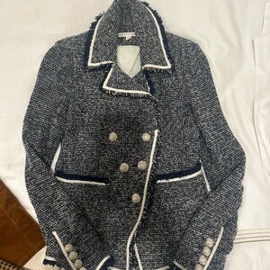 Veronica Beard Navy and White Tweed Blazer